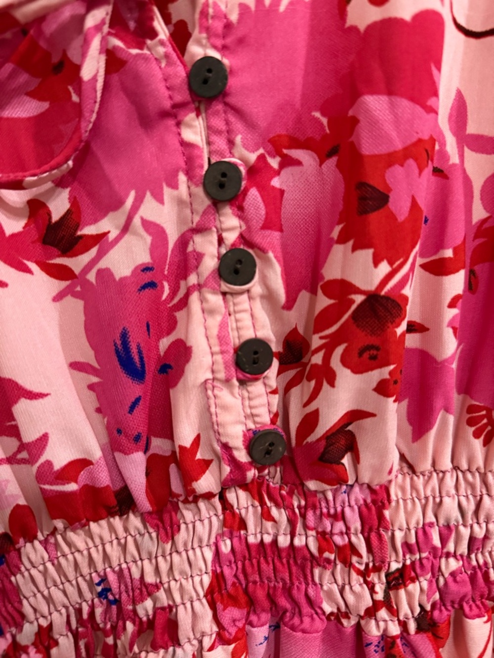 Boemo Anthropologie Boho Red Pink Floral Maxi Dress Extra Large - Picture 7 of 12